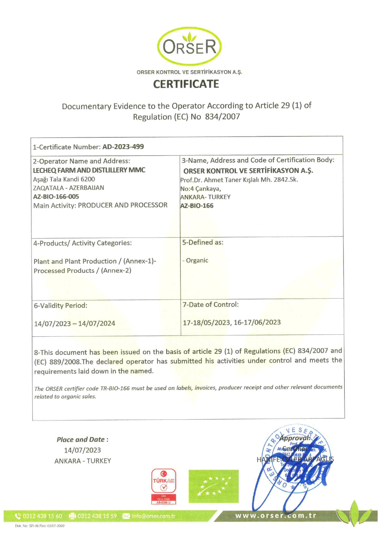 Organic Certificate